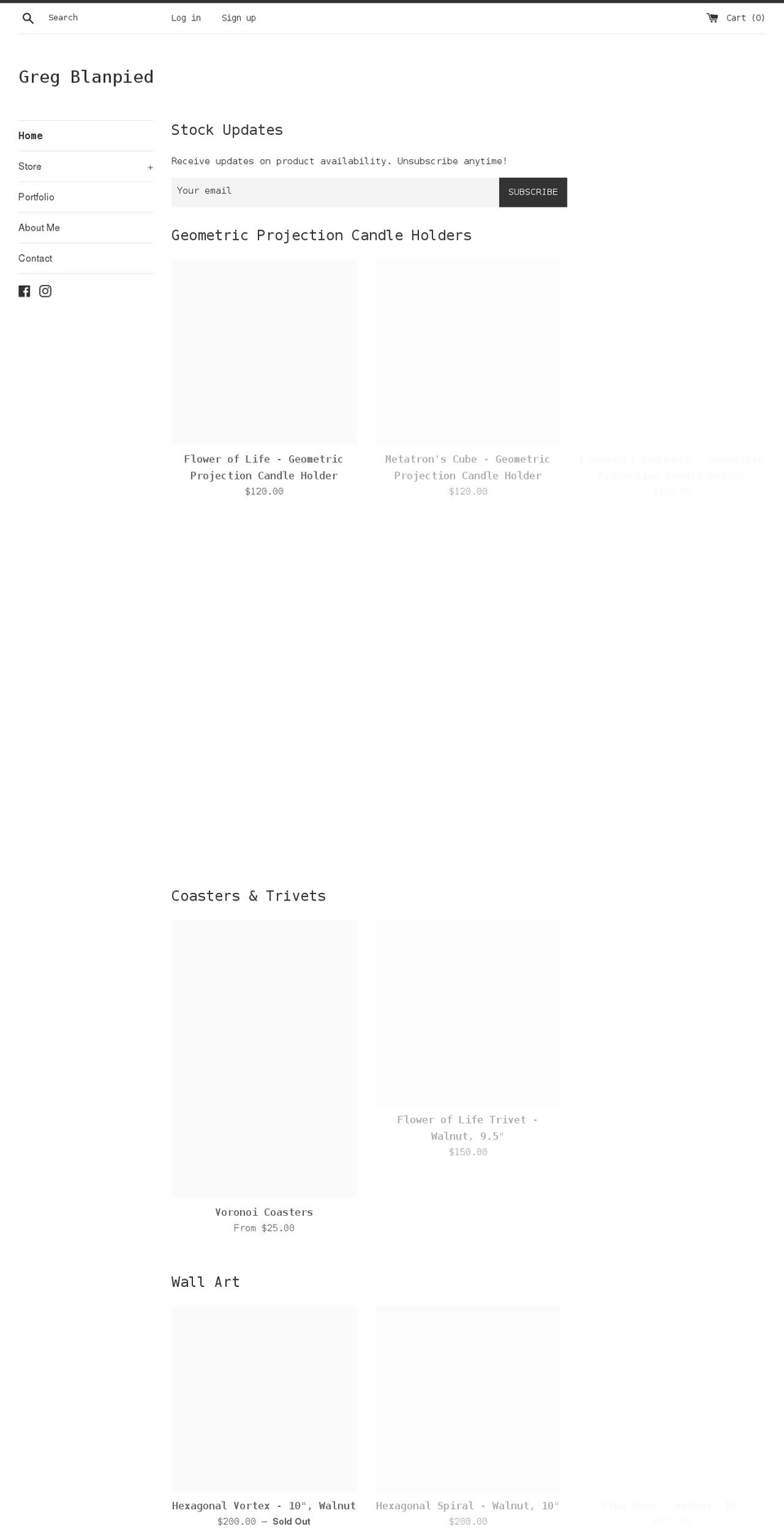 gregblanpied.com shopify website screenshot