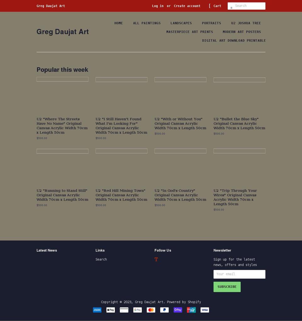 gregdaujat.com shopify website screenshot