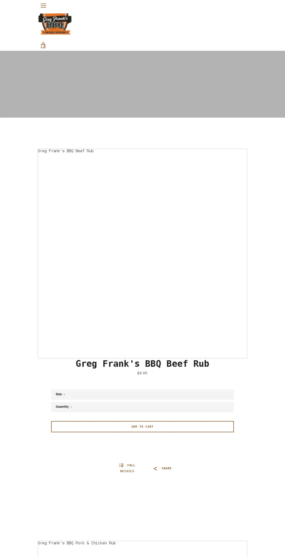 gregfranksbbq.com shopify website screenshot