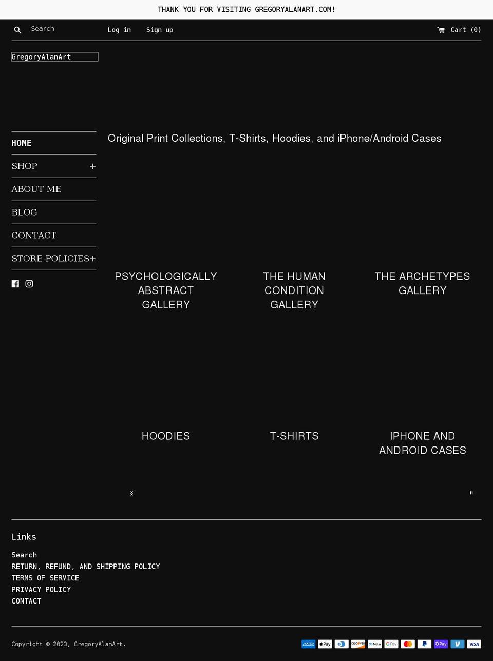 gregoryalanart.com shopify website screenshot