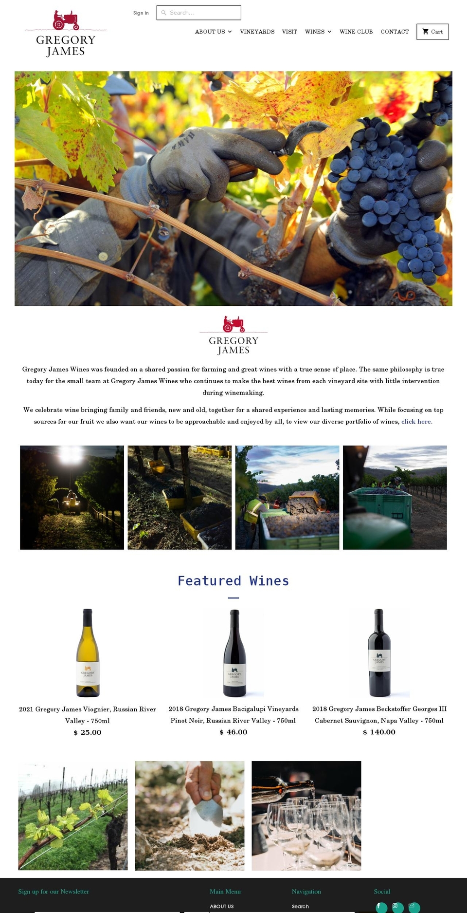 gregoryjameswines.com shopify website screenshot