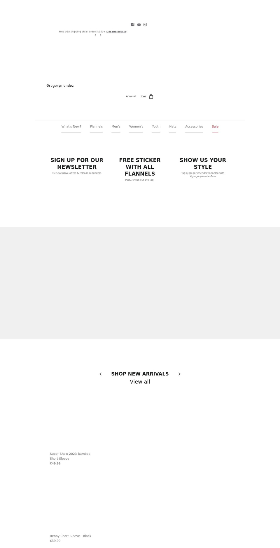 gregorymendez.com shopify website screenshot