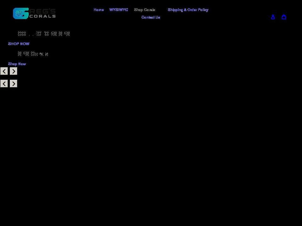 gregscorals.com shopify website screenshot