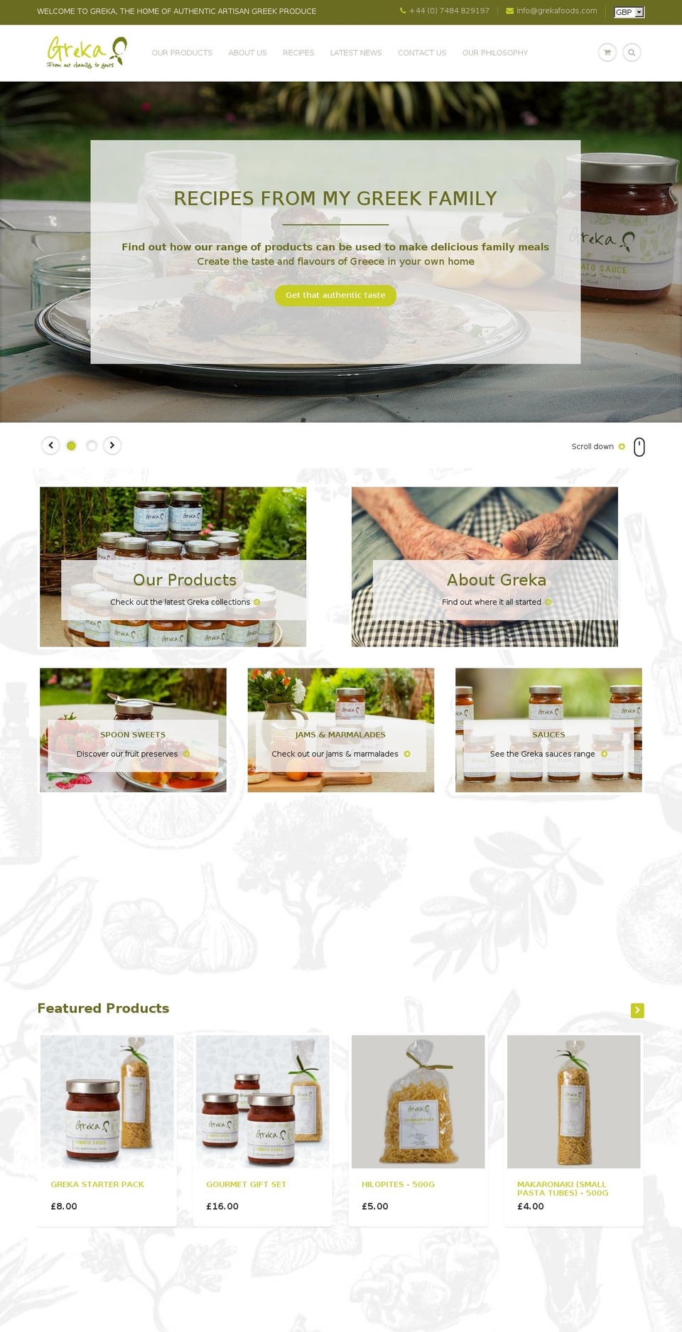 grekafoods.com — Shopify storefront screenshot