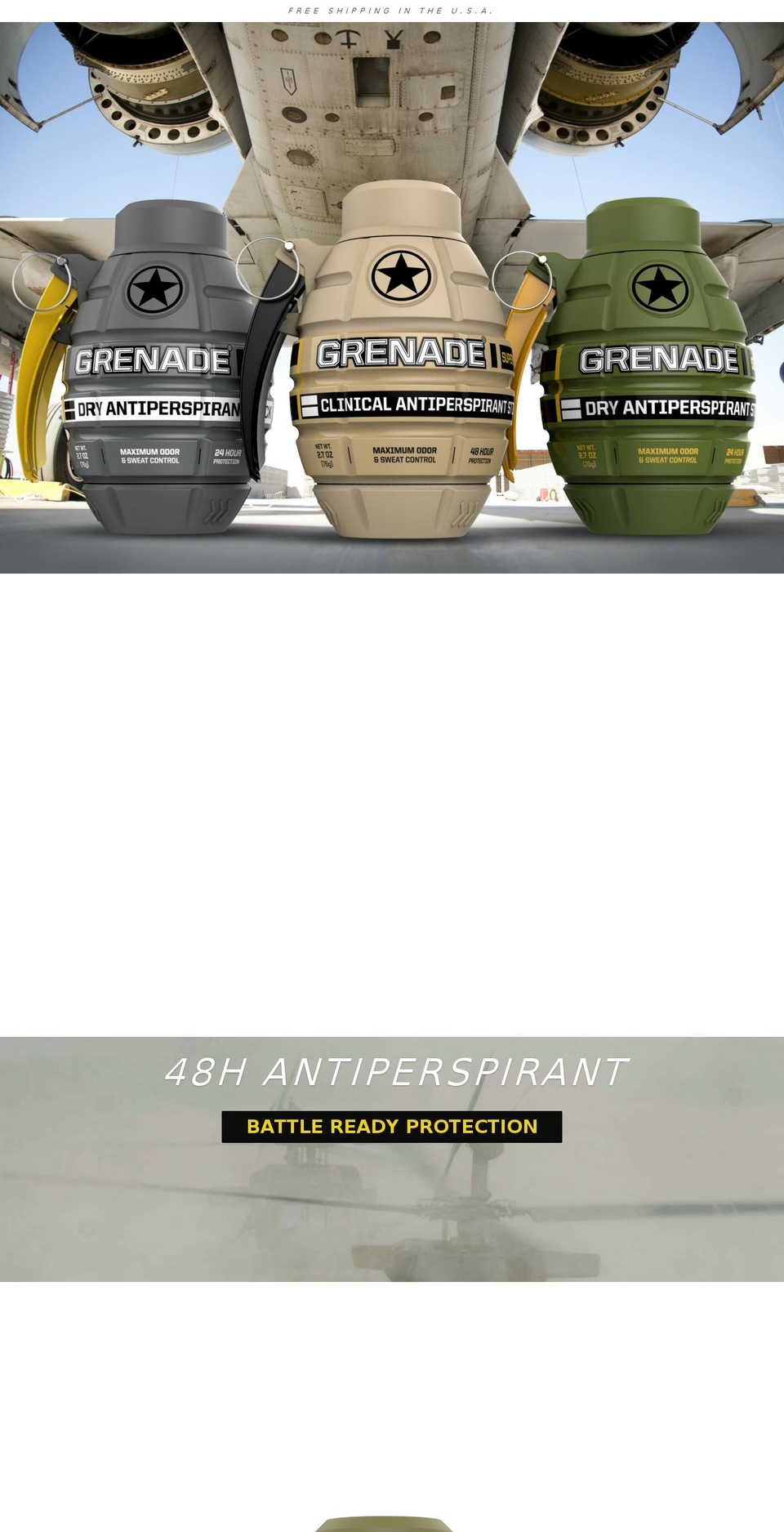 grenadedeodorant.com shopify website screenshot