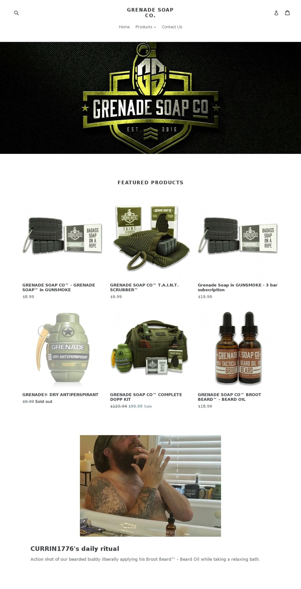 grenadesoap.com shopify website screenshot