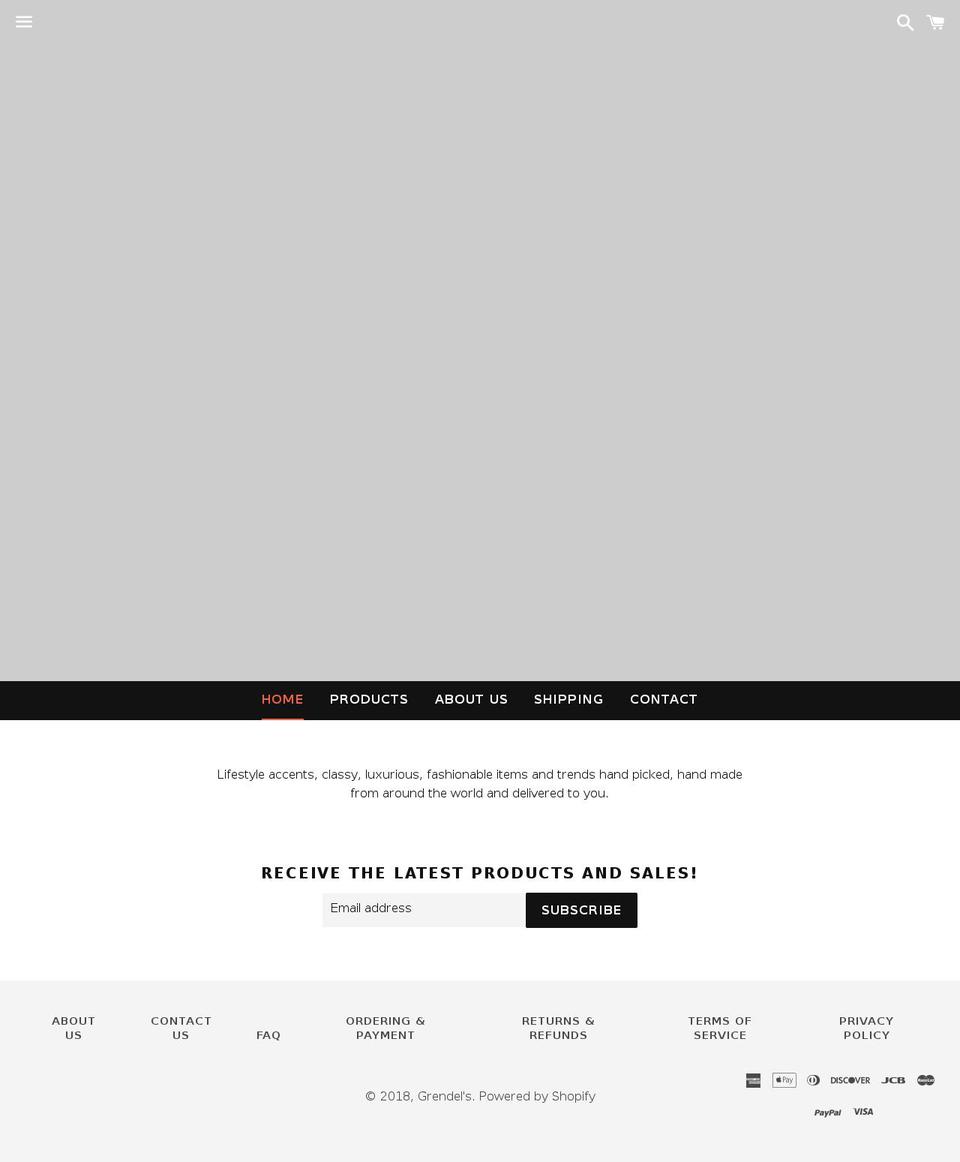 grendelshop.com shopify website screenshot