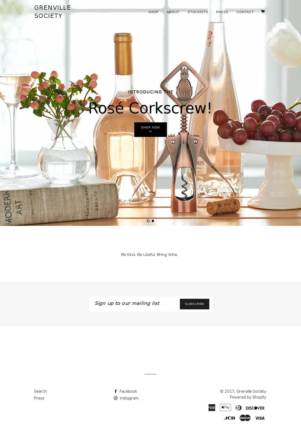 grenvillesociety.com shopify website screenshot