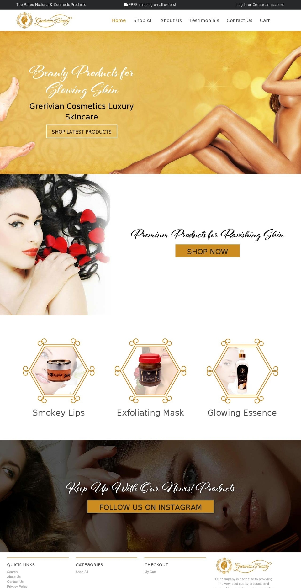 greriviancosmetics.com shopify website screenshot