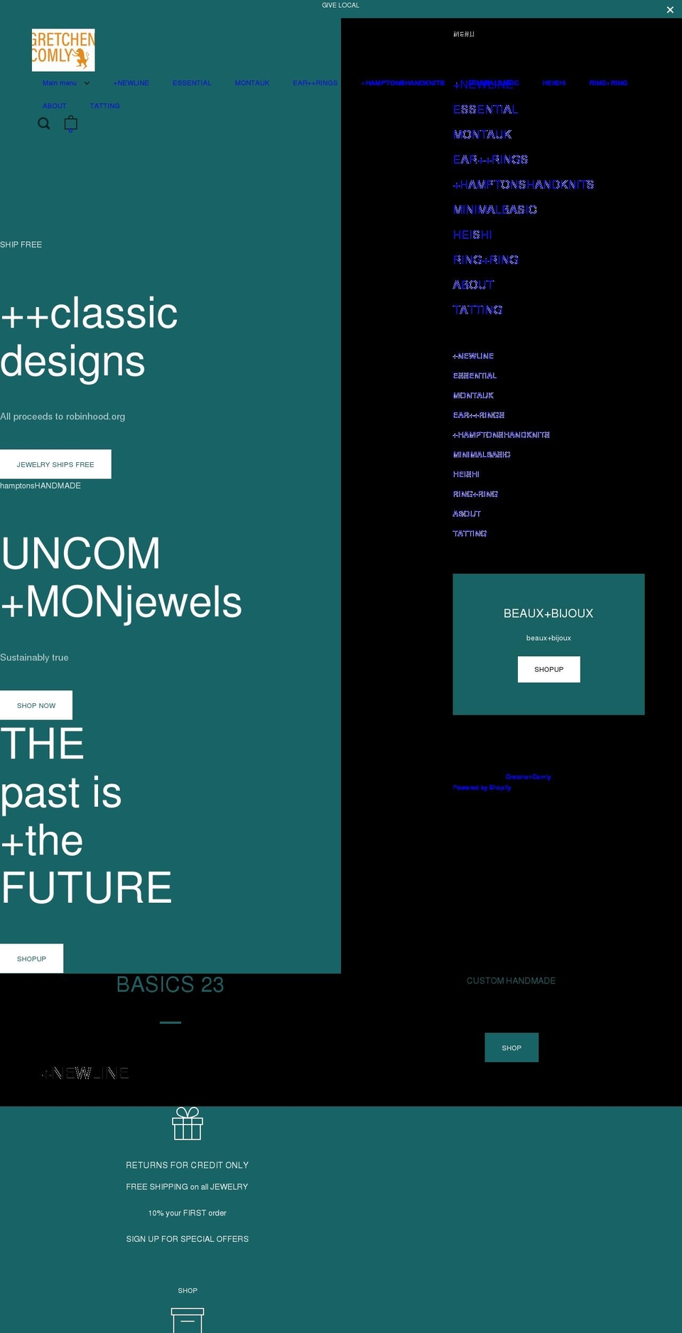 gretchencomlydesign.com shopify website screenshot