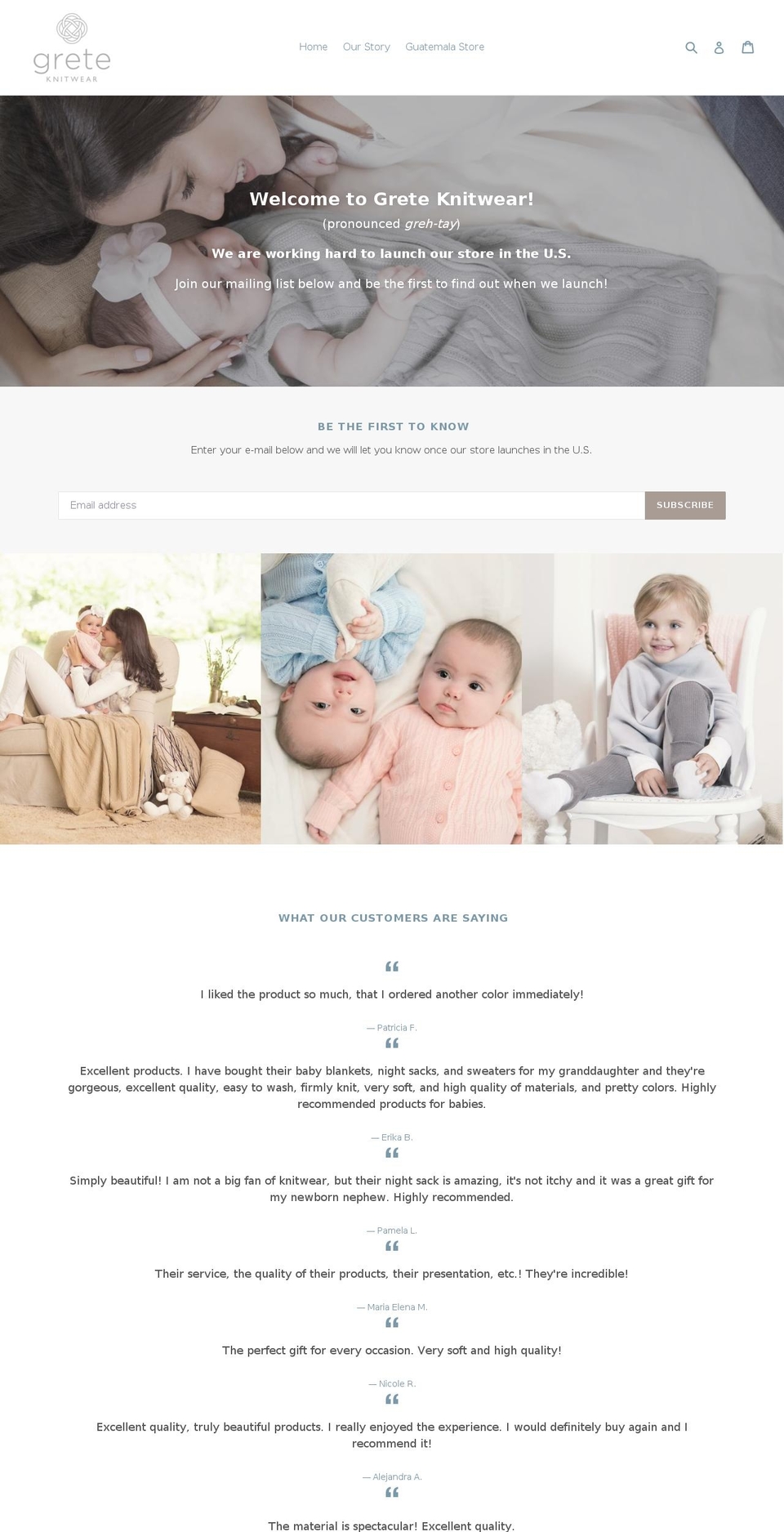 greteknitwear.com shopify website screenshot