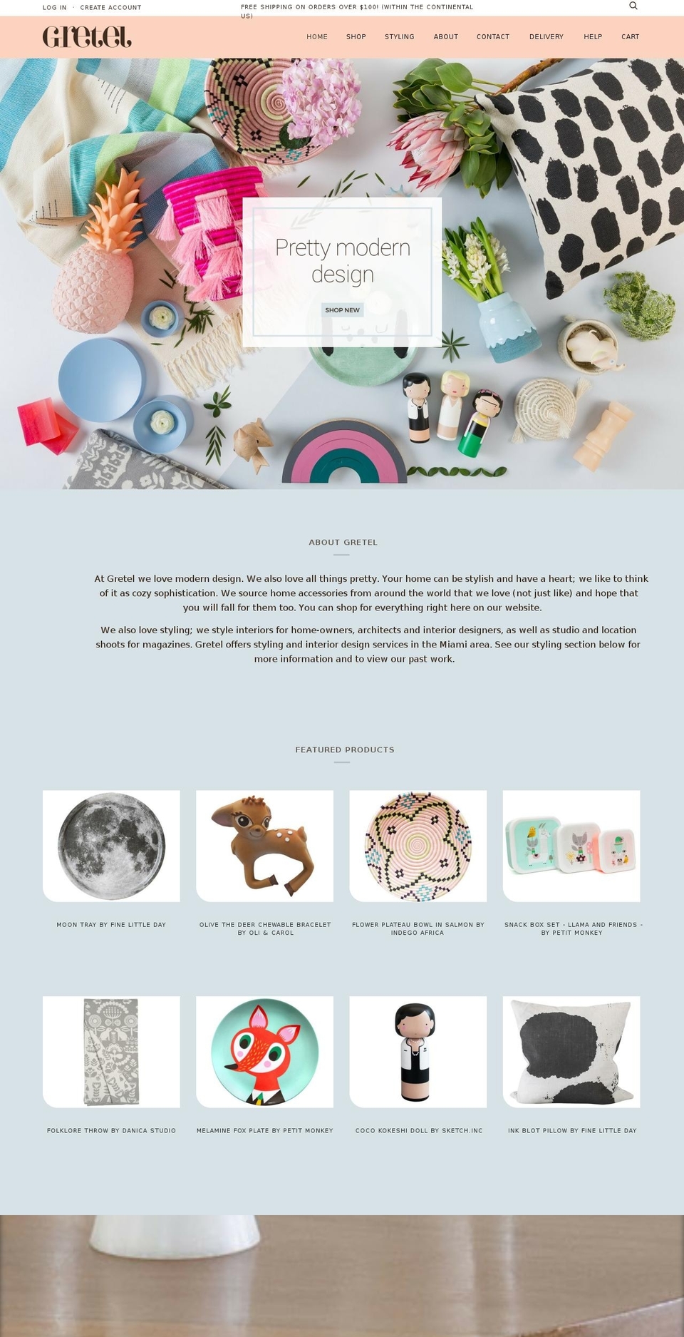 gretelhome.com shopify website screenshot