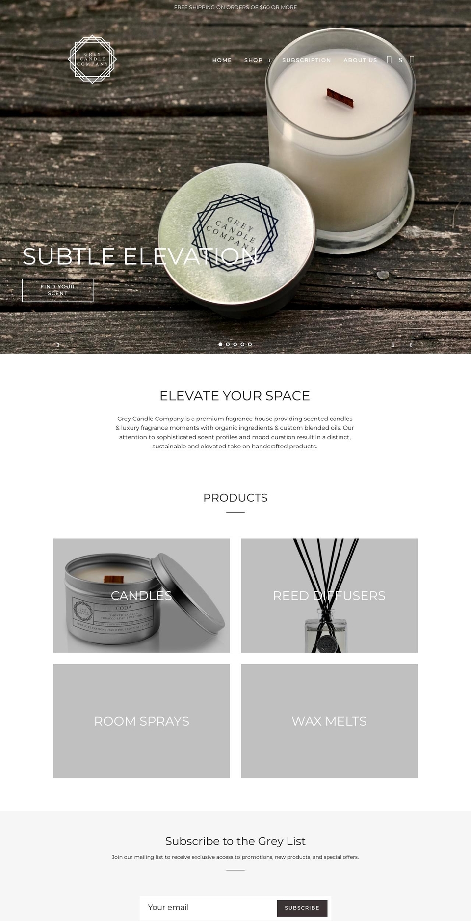 greycandle.com shopify website screenshot