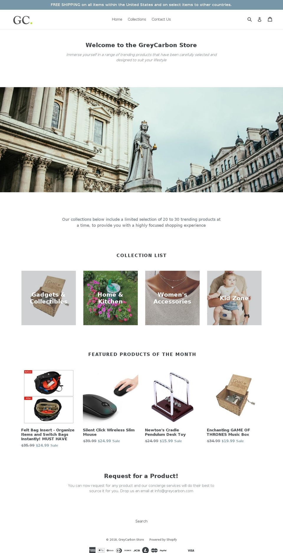 greycarbon.com — Shopify storefront screenshot