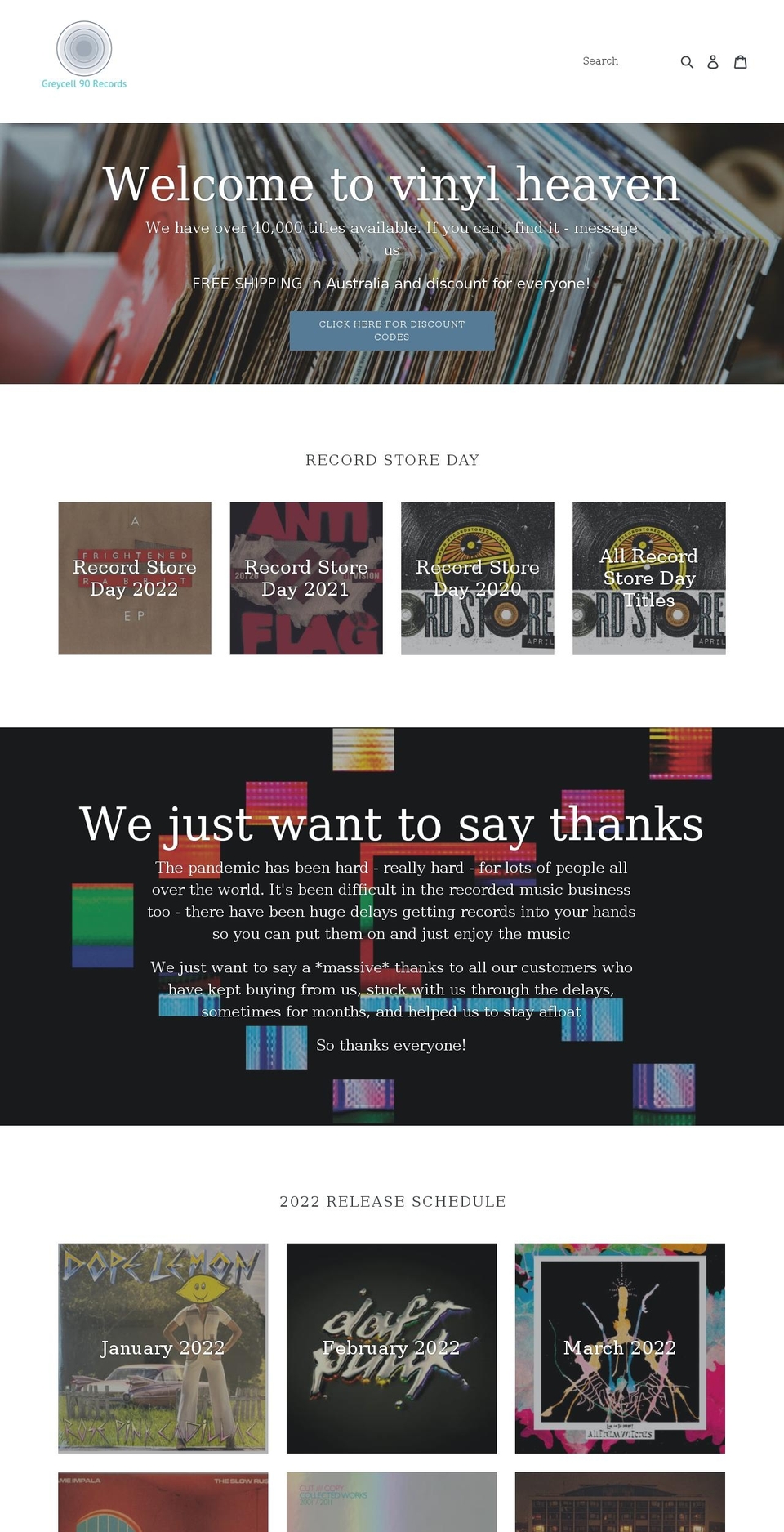 greycell90records.com shopify website screenshot