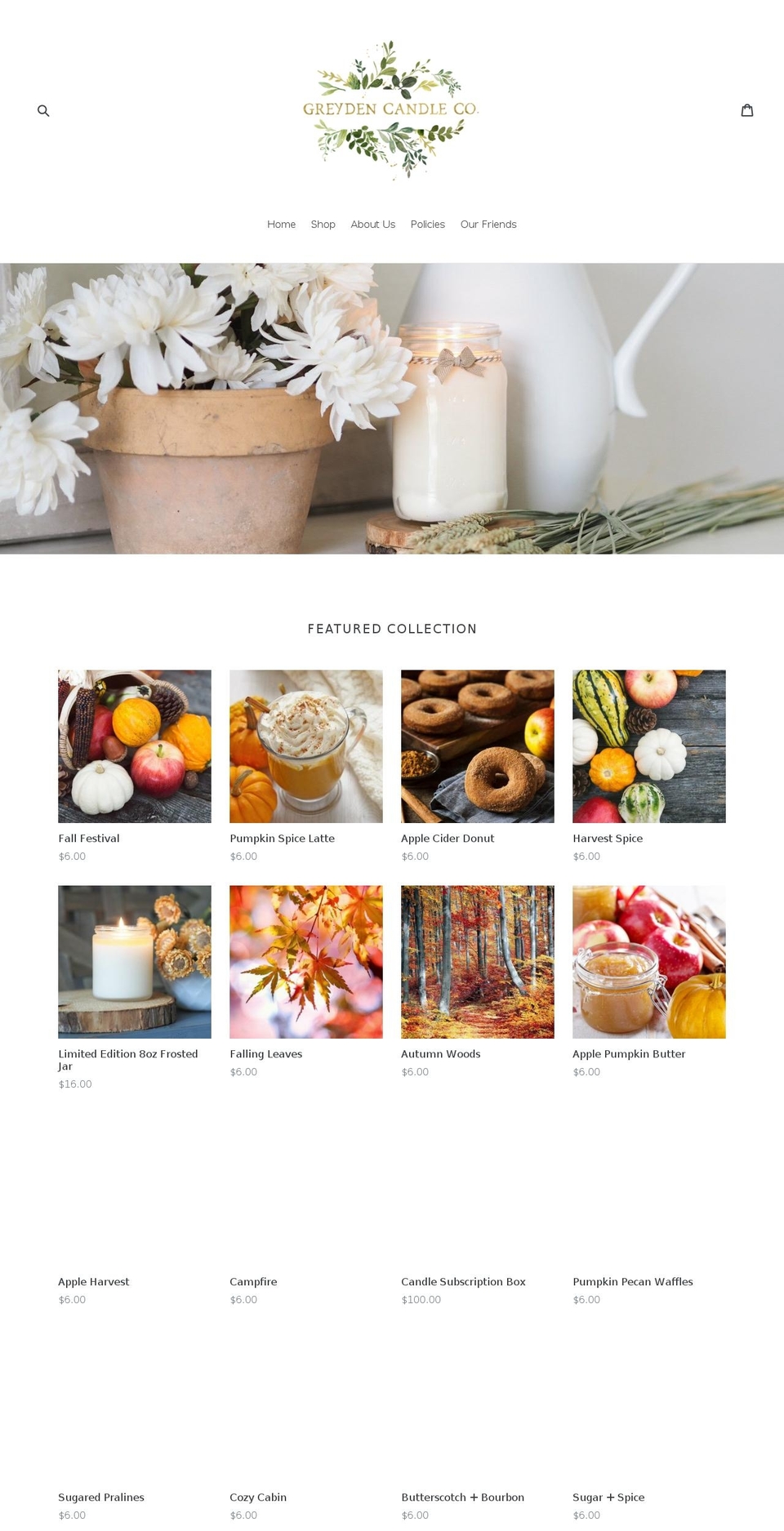 greydencandleco.com — Shopify storefront screenshot