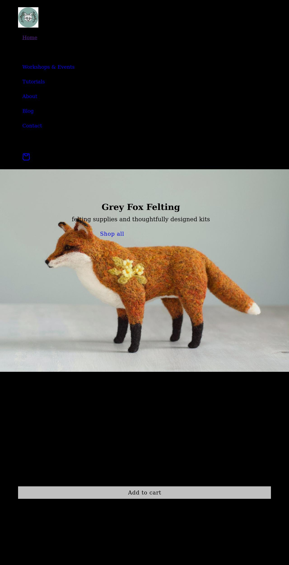 greyfoxfelting.com shopify website screenshot