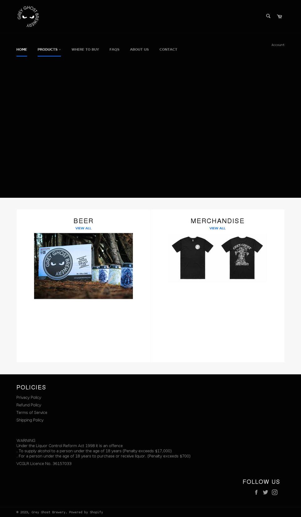 greyghostbrewery.com shopify website screenshot