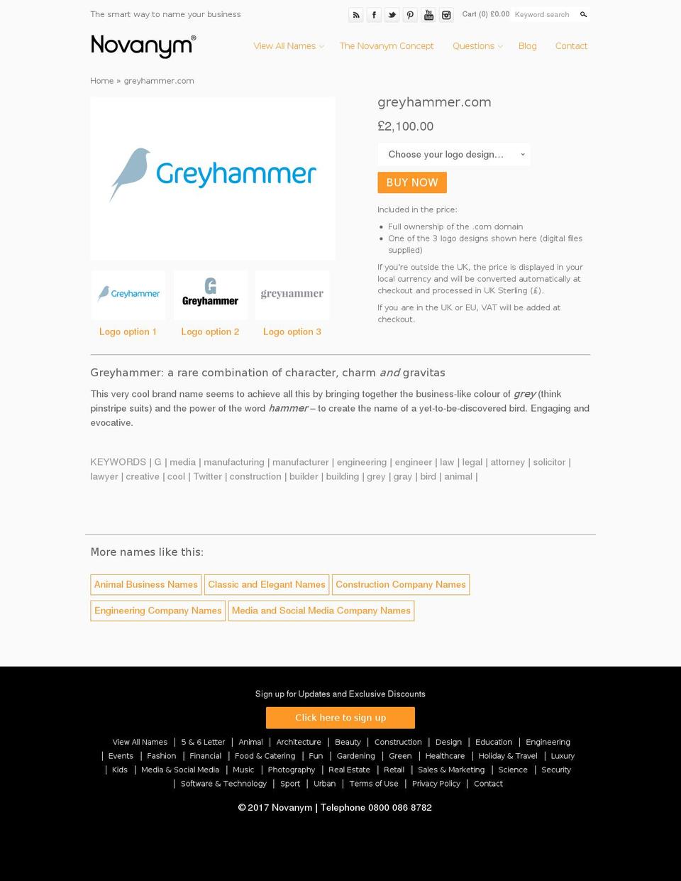 greyhammer.com shopify website screenshot