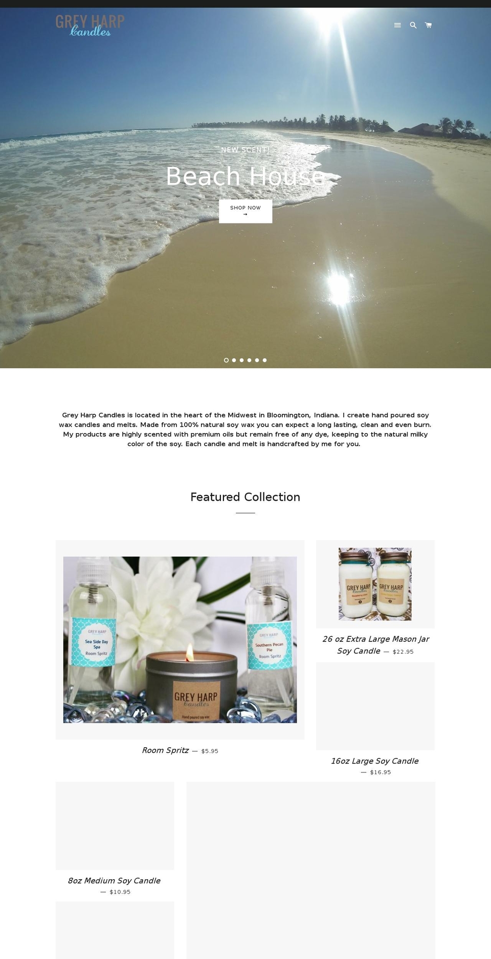greyharpcandles.com shopify website screenshot