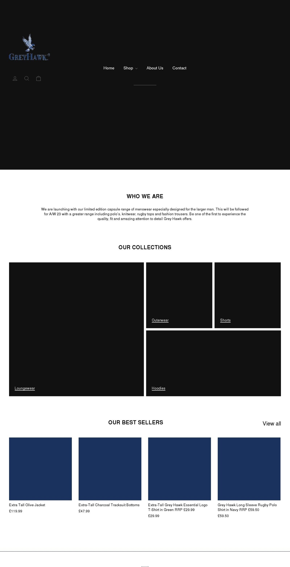 greyhawkclothing.com shopify website screenshot