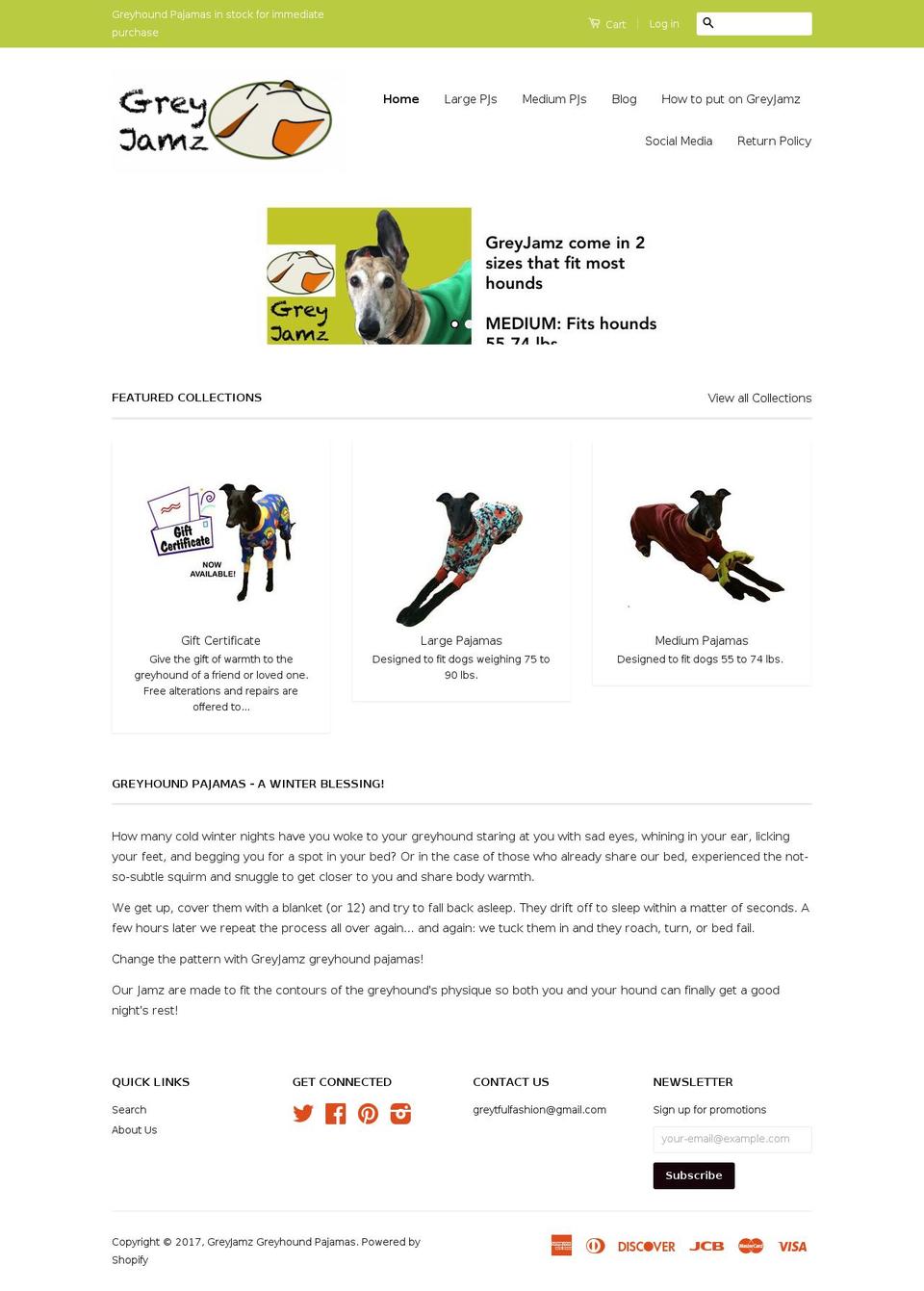 greyhoundpajamas.com shopify website screenshot