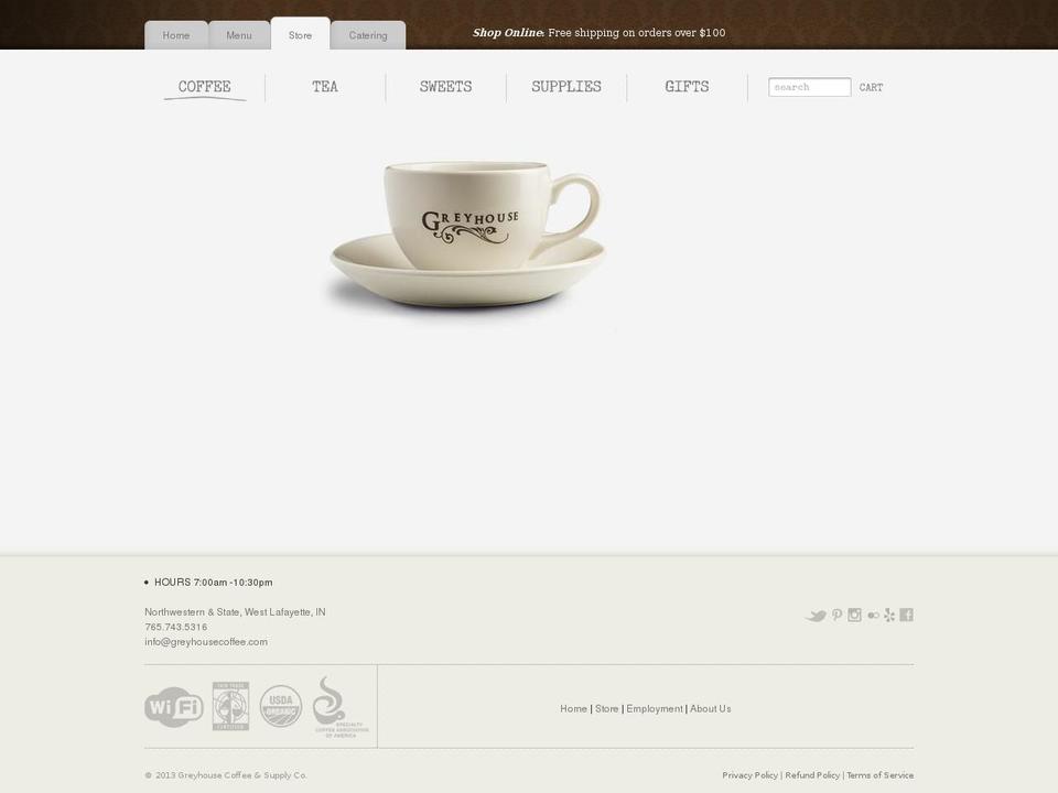 greyhousecoffee.org shopify website screenshot