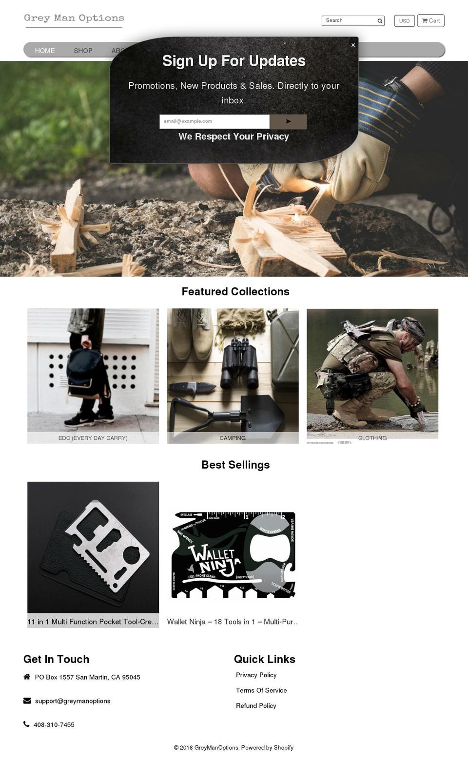 greymanoptions.com — Shopify storefront screenshot