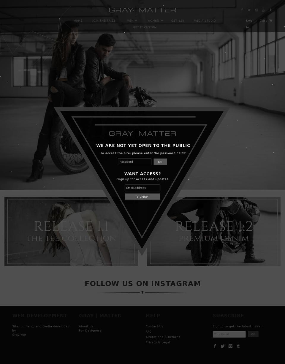 greymatterclothing.com shopify website screenshot