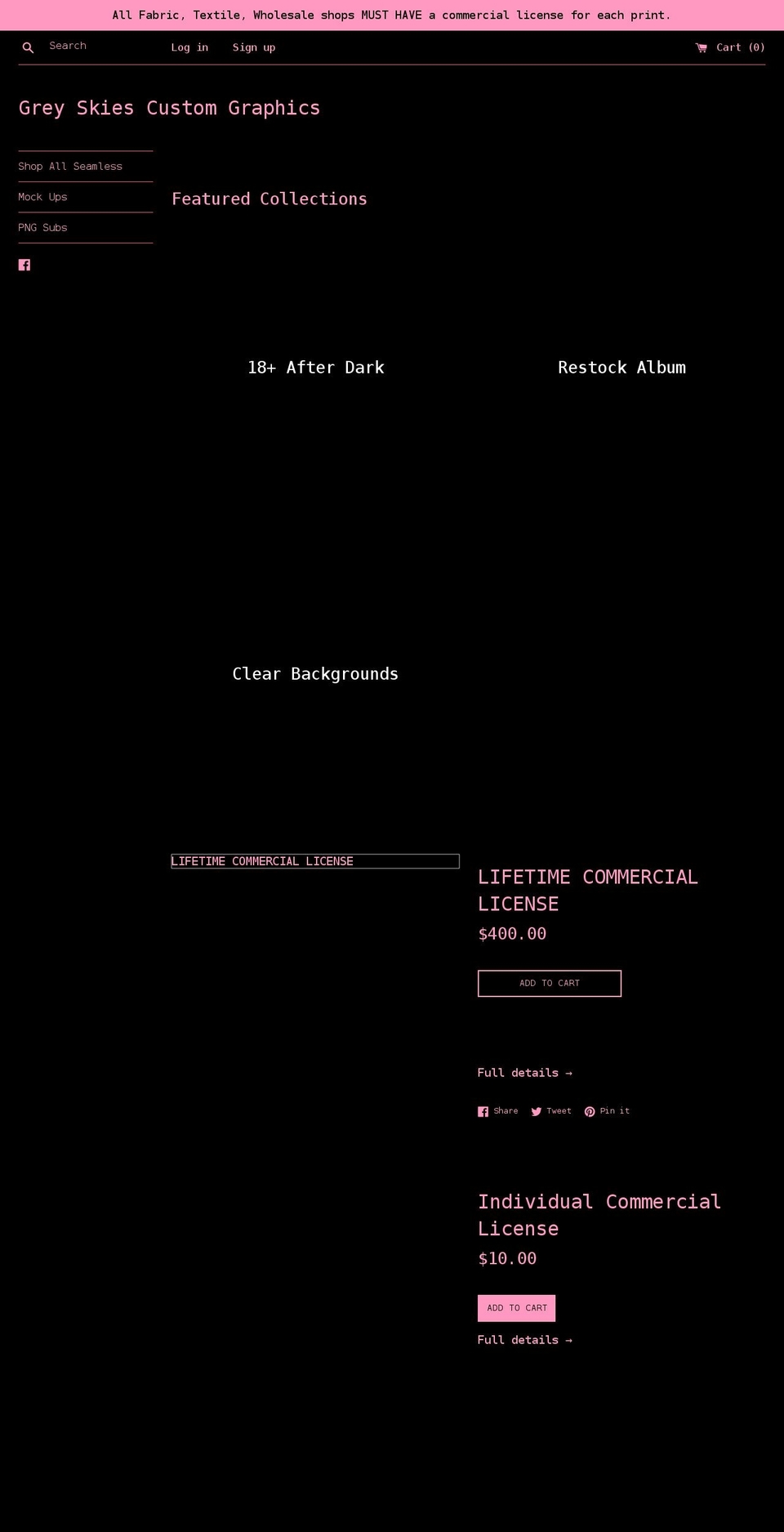 greyskiescustoms.com shopify website screenshot