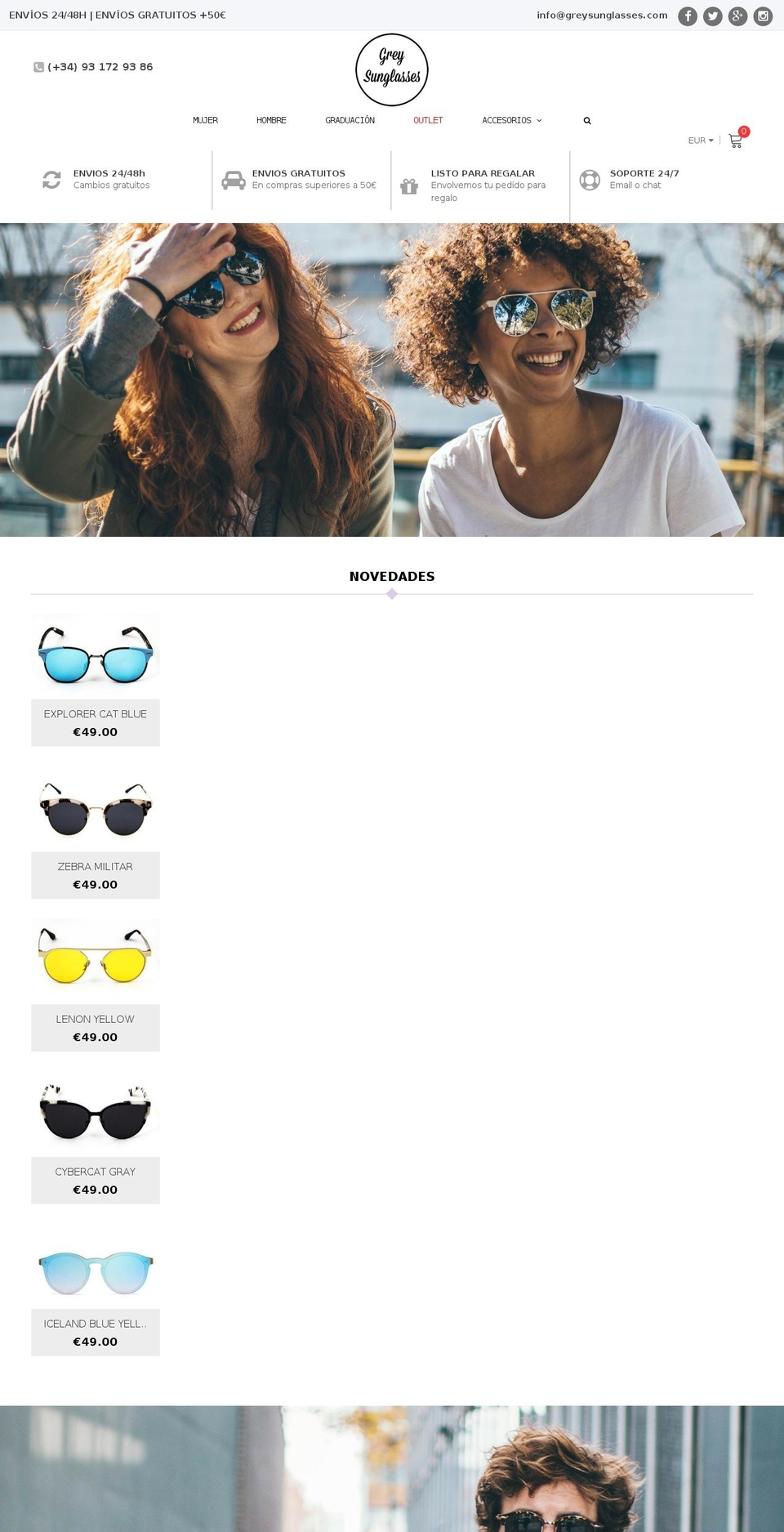 greysunglasses.com shopify website screenshot