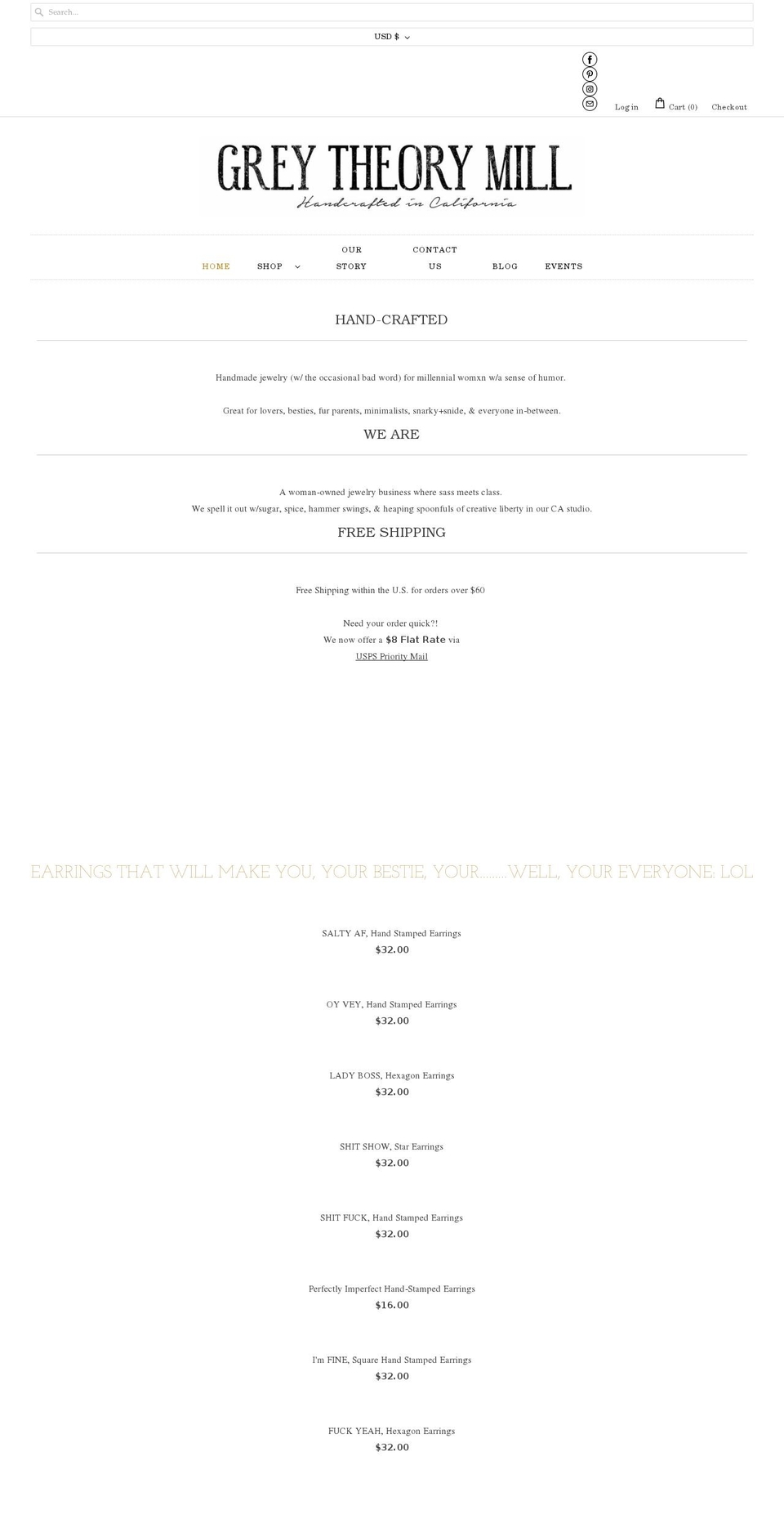greytheorymill.com shopify website screenshot