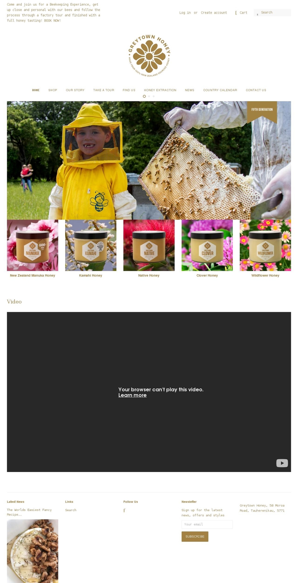 greytownhoney.co.nz shopify website screenshot