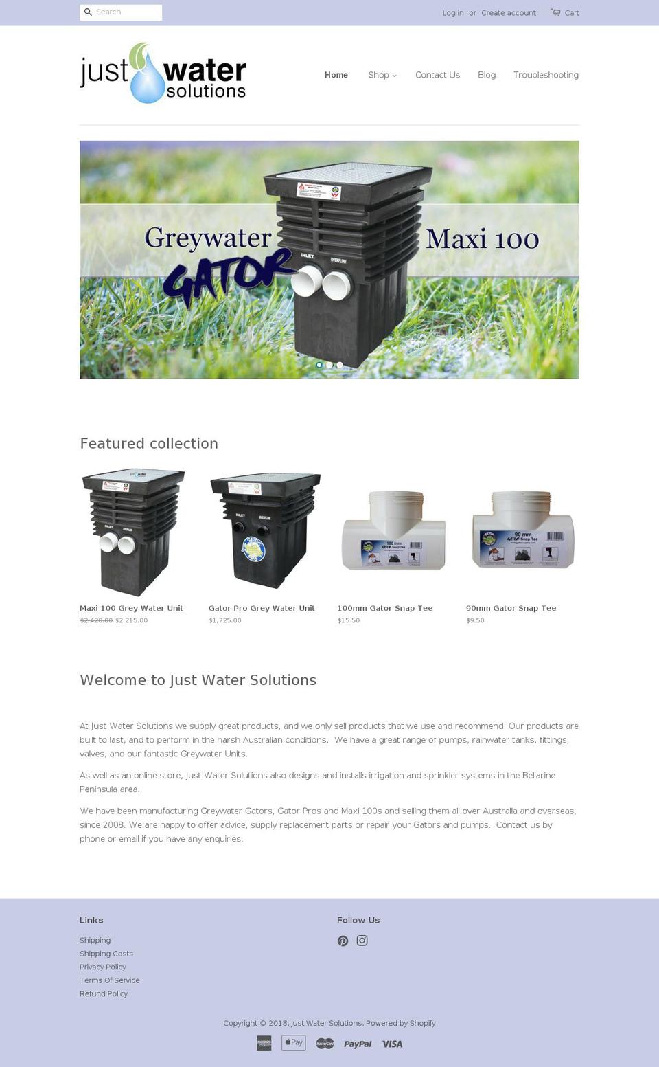 greywatergator.com.au shopify website screenshot
