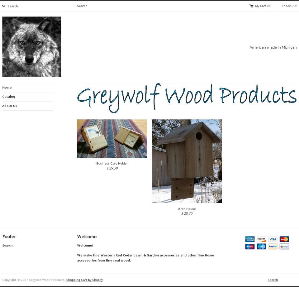 greywolf-wood-products.com shopify website screenshot