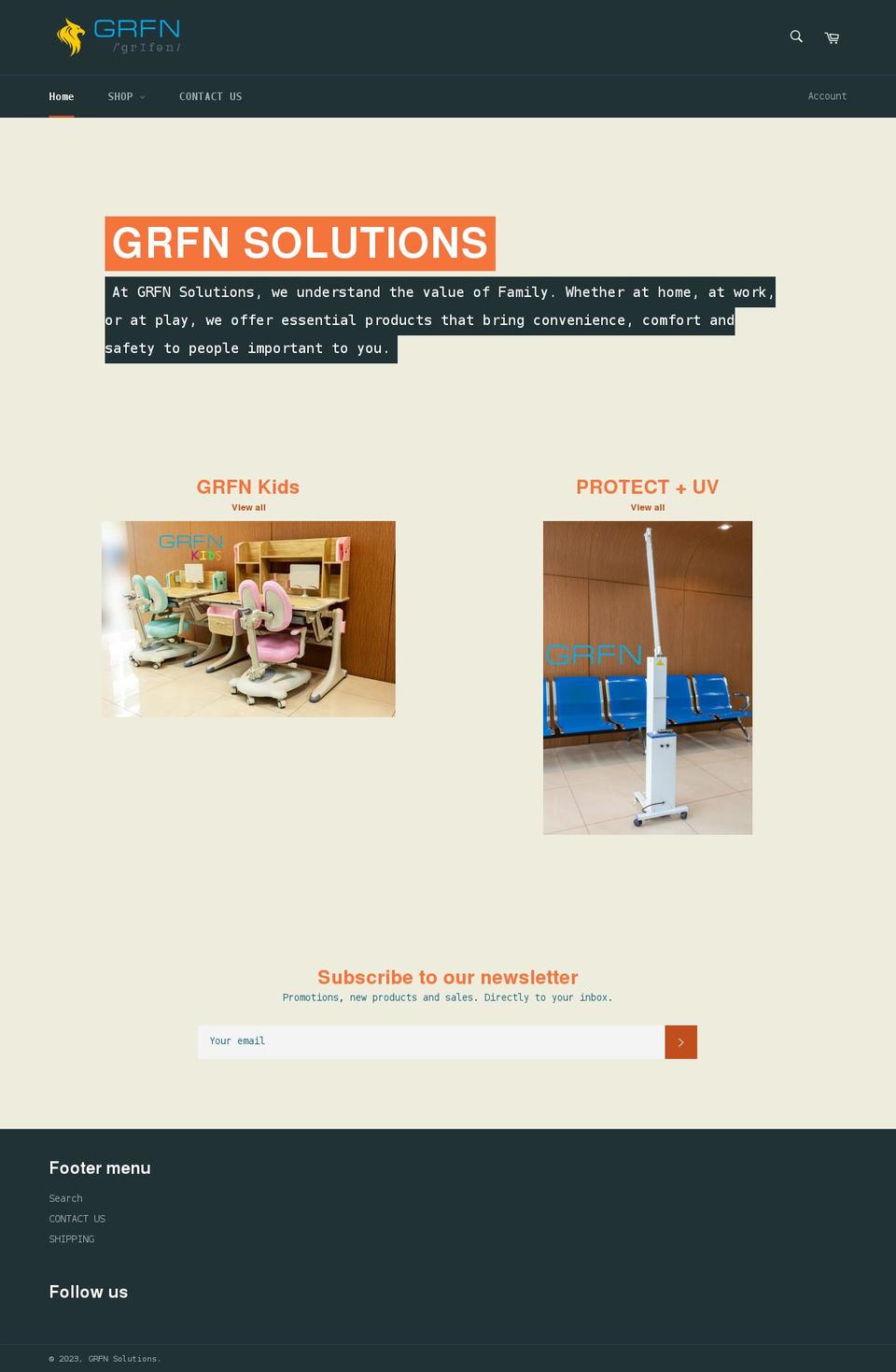 grfnsolutions.com shopify website screenshot