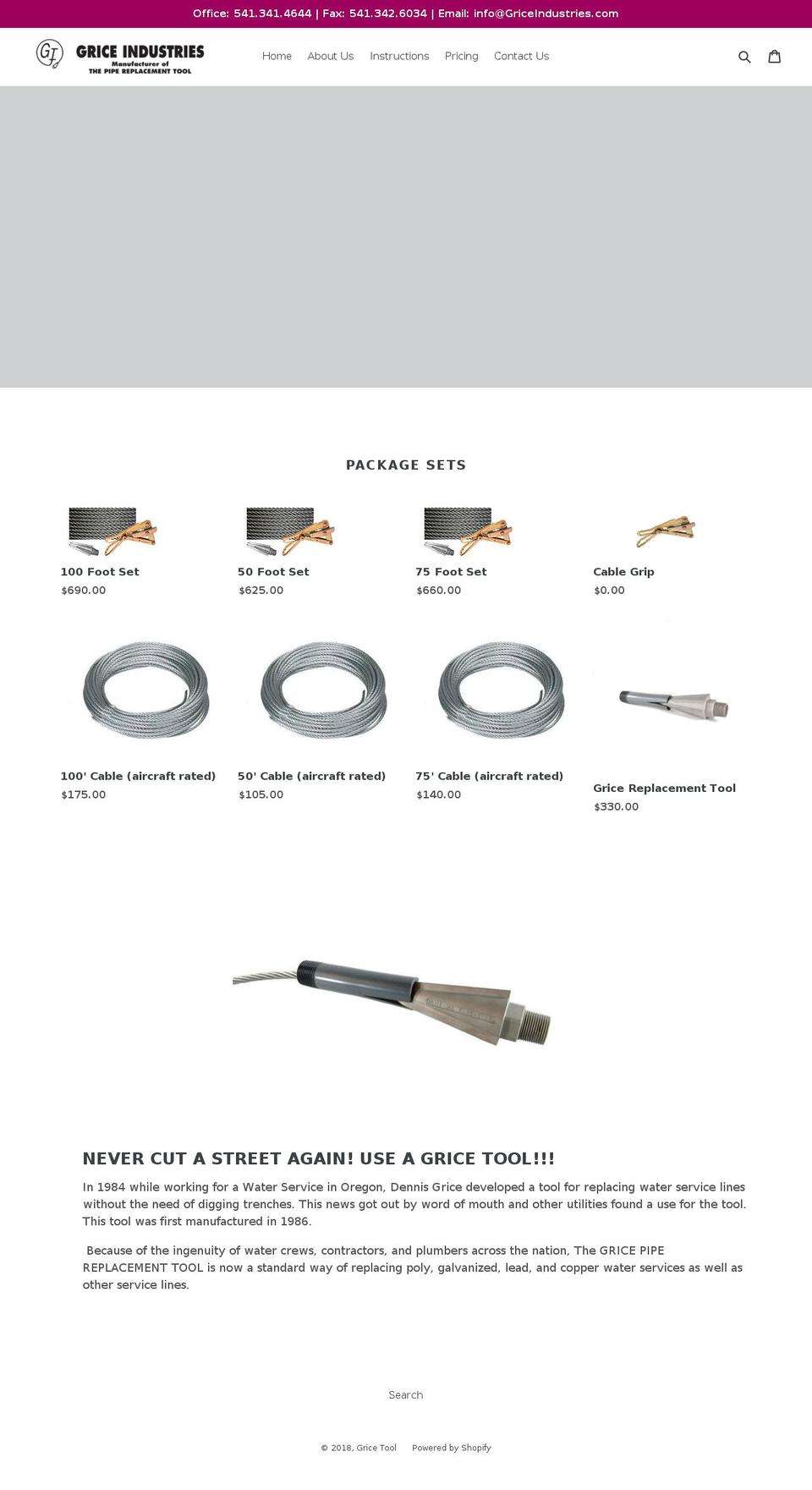 griceindustries.com — Shopify storefront screenshot