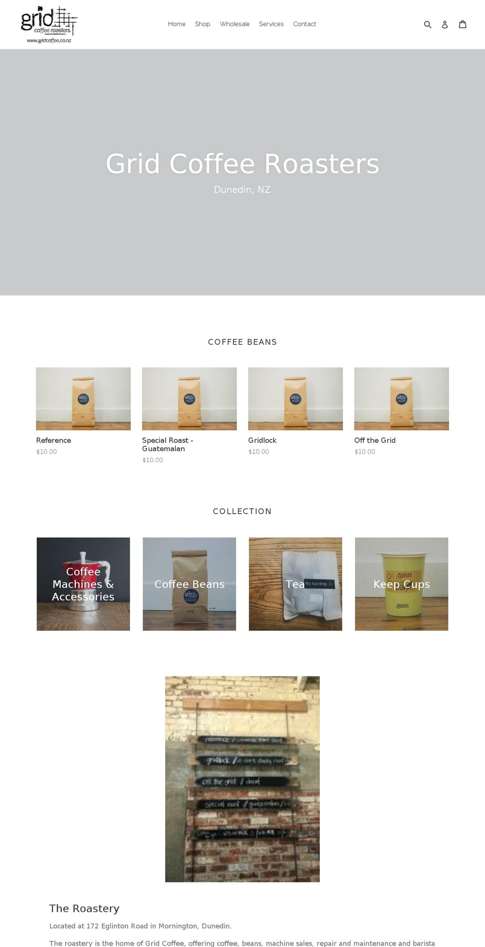 gridcoffee.co.nz shopify website screenshot