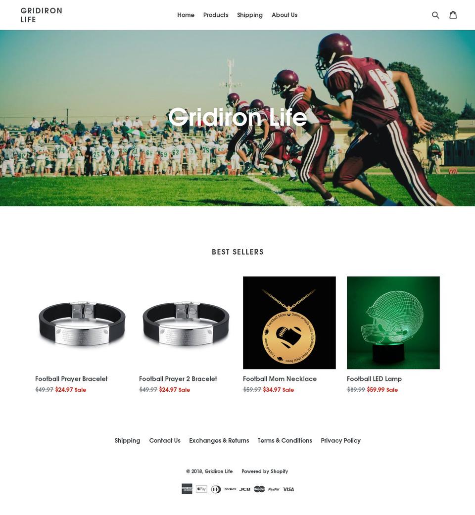 premiere Shopify theme site example gridironlife.com