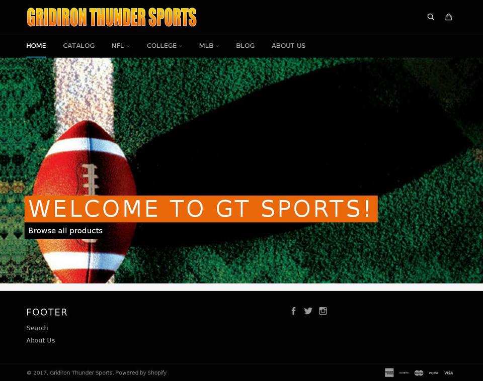 gridironthundersports.com shopify website screenshot