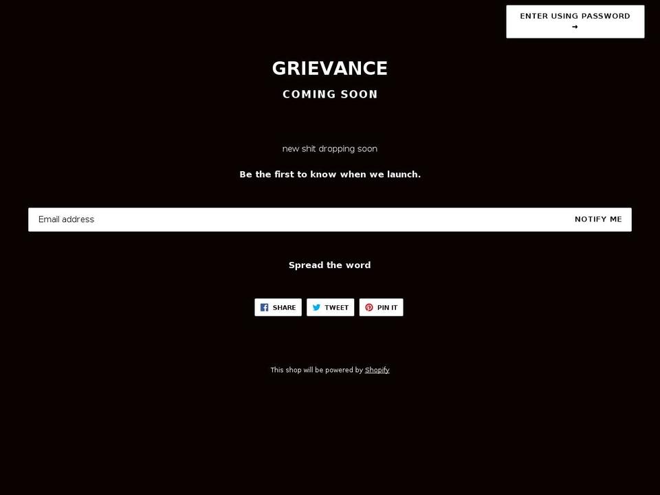 grievanceshop.com shopify website screenshot