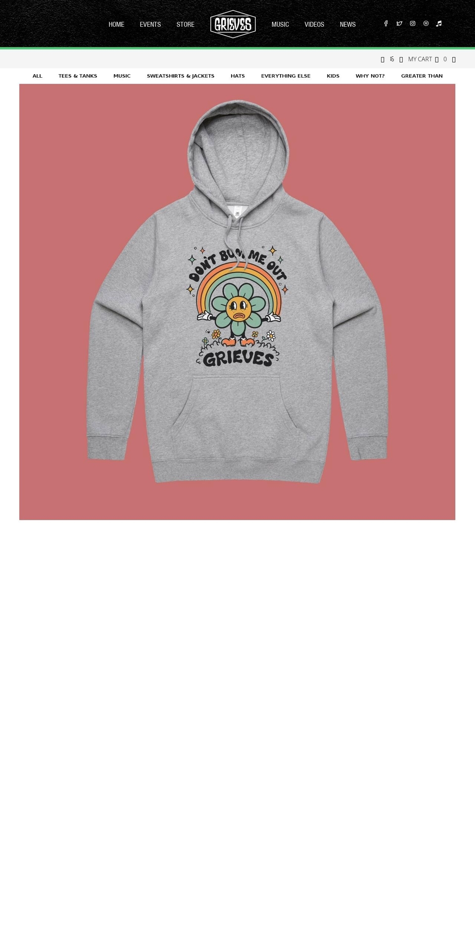 grievesmusic.myshopify.com shopify website screenshot