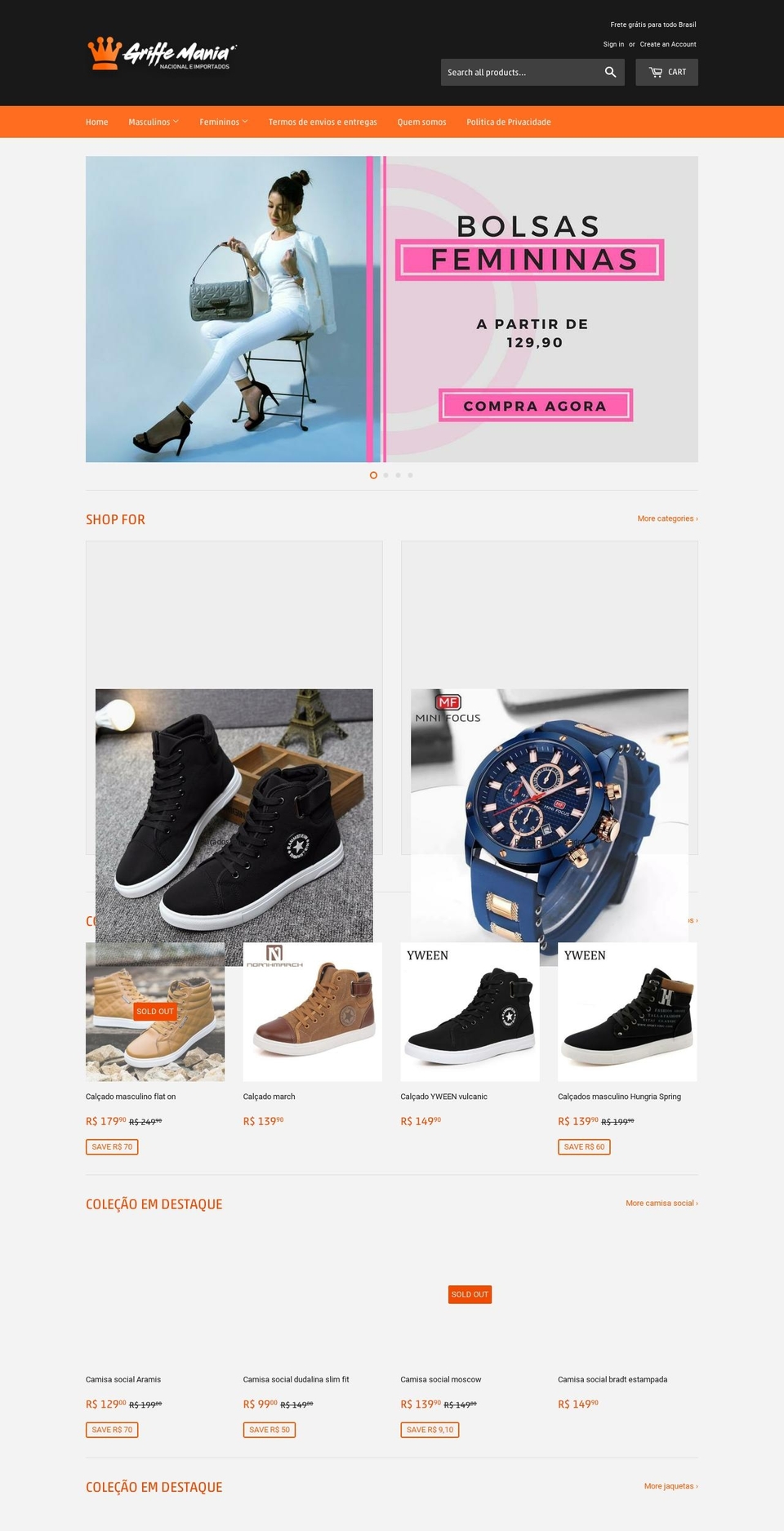 griffemania.com.br shopify website screenshot