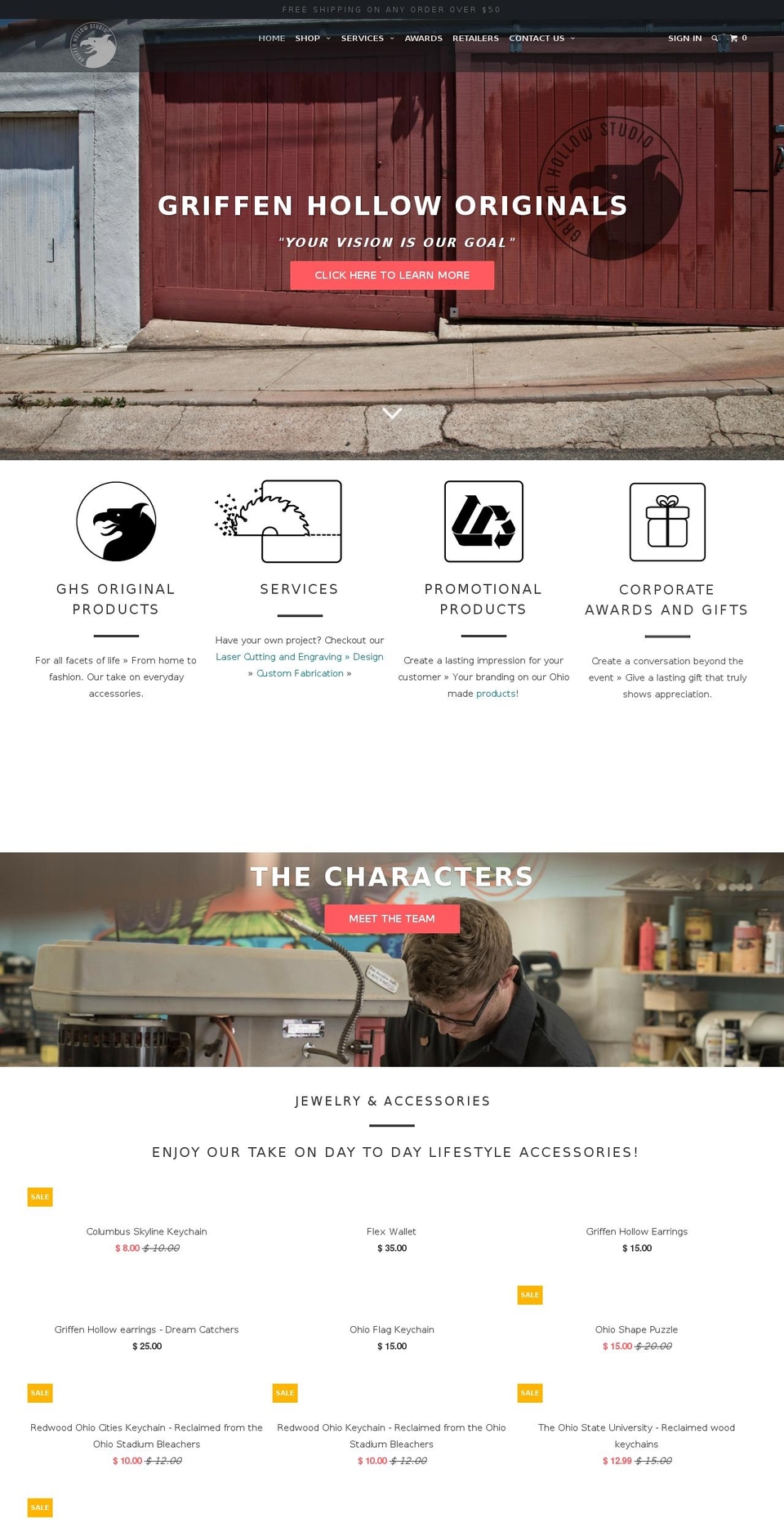 griffenhollowstudio.com shopify website screenshot