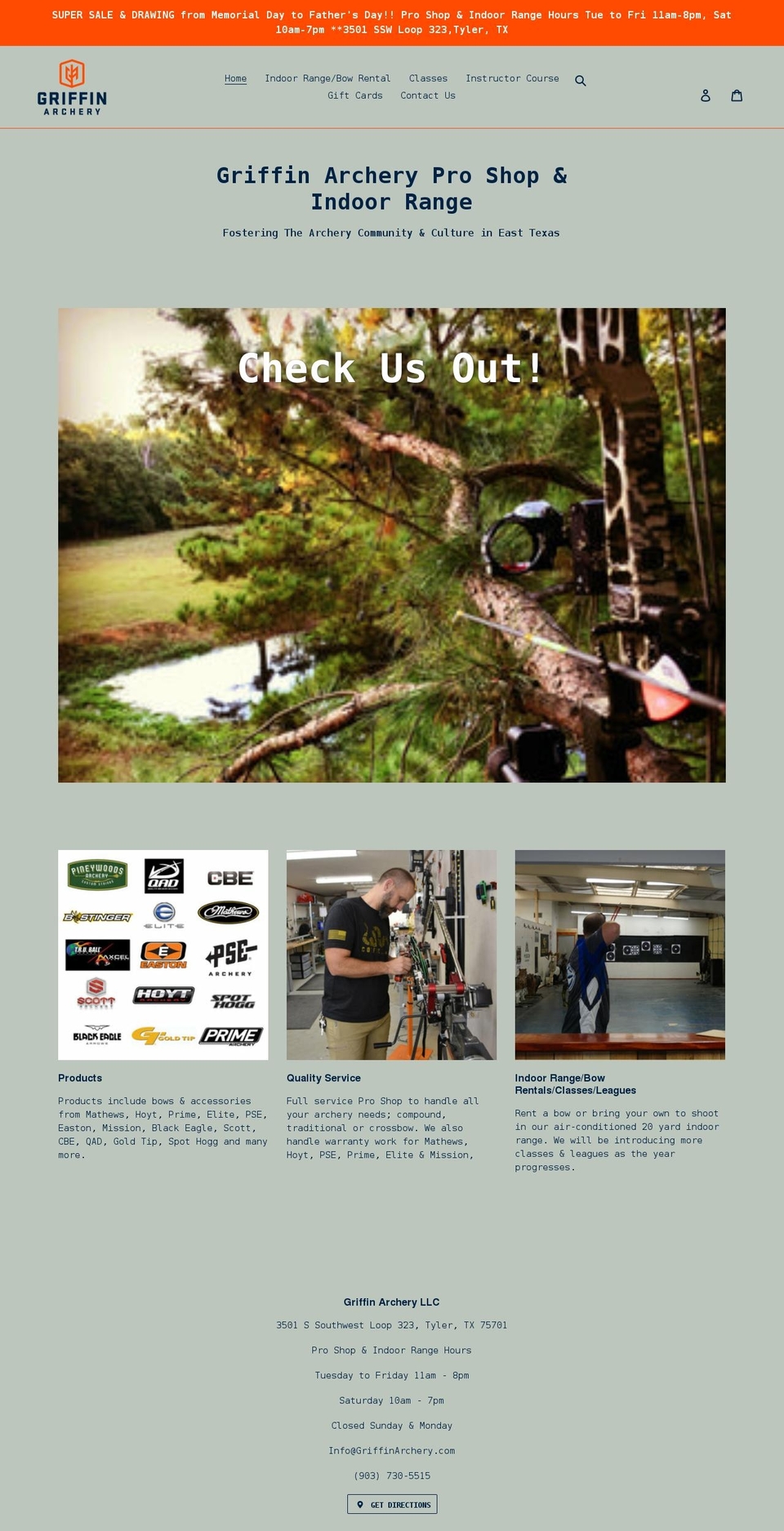 griffinarchery.com shopify website screenshot