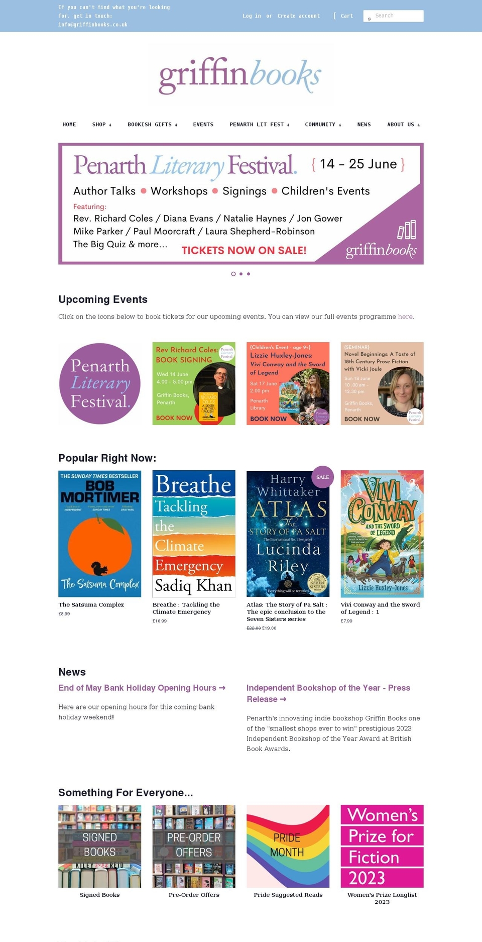 griffinbooksonline.co.uk shopify website screenshot
