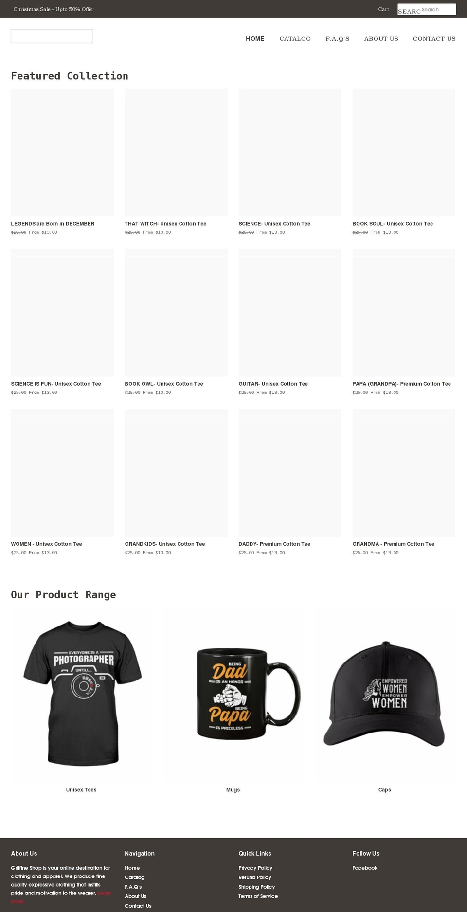 griffineshop.com shopify website screenshot