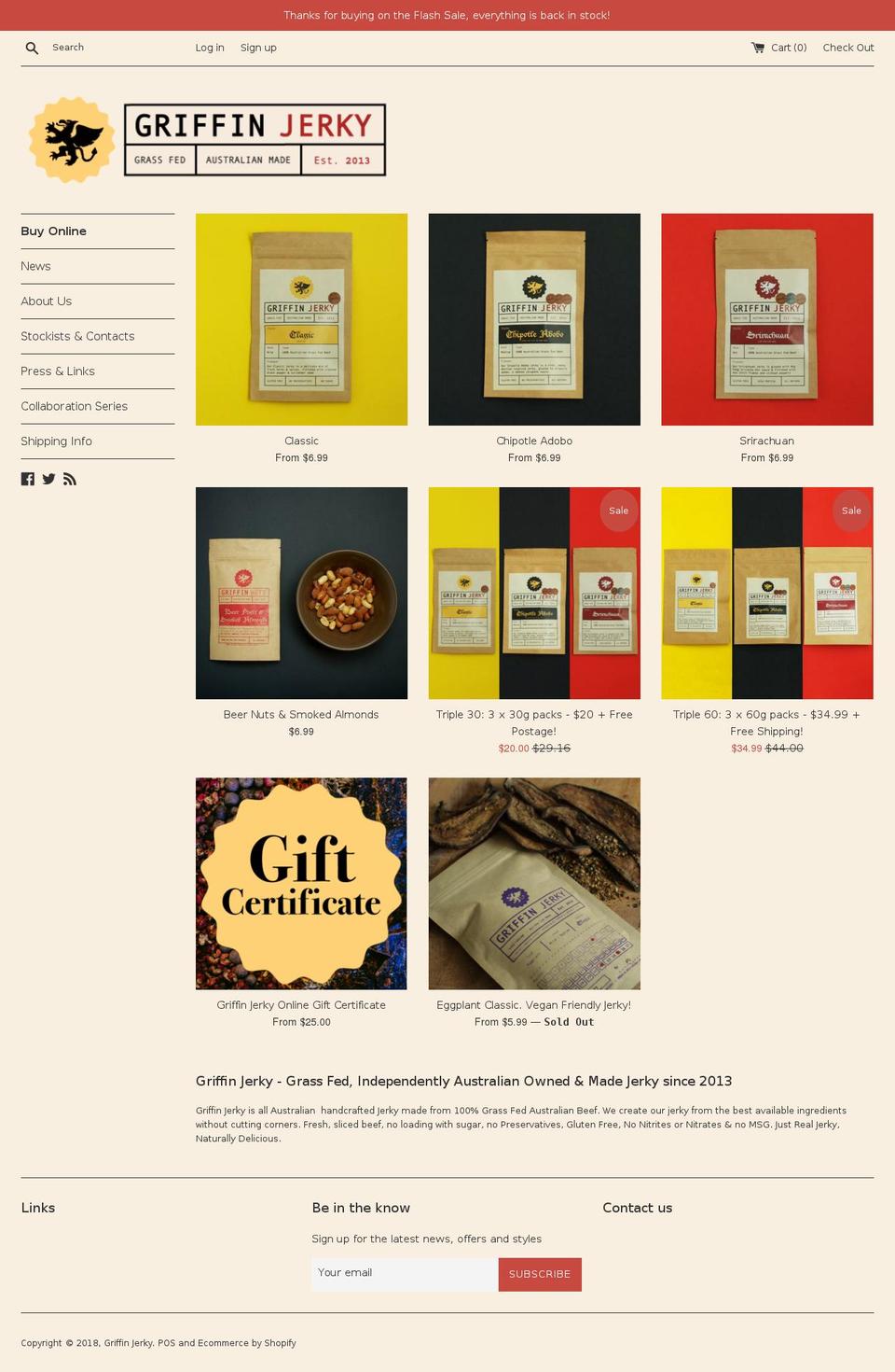 griffinjerky.com — Shopify storefront screenshot