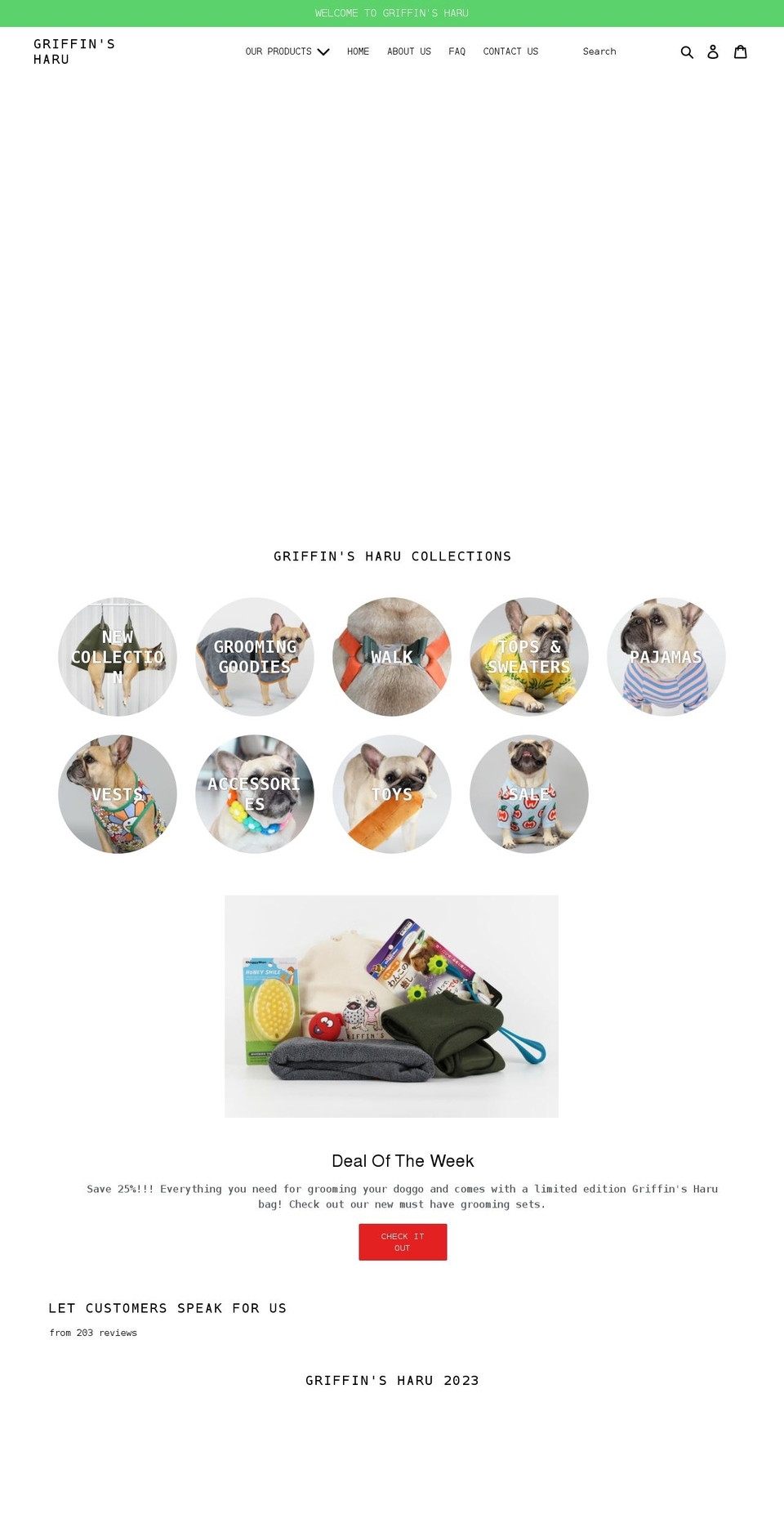 griffinsharu.com shopify website screenshot