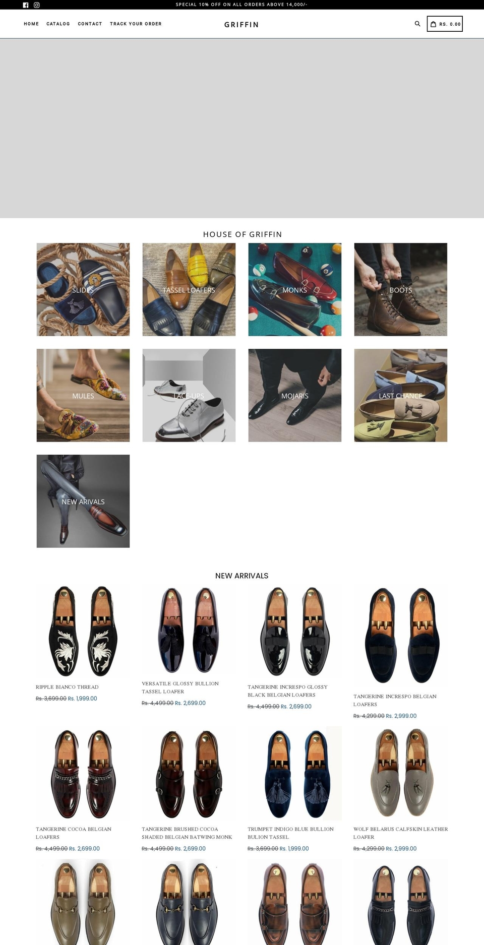 griffinshoes.com shopify website screenshot